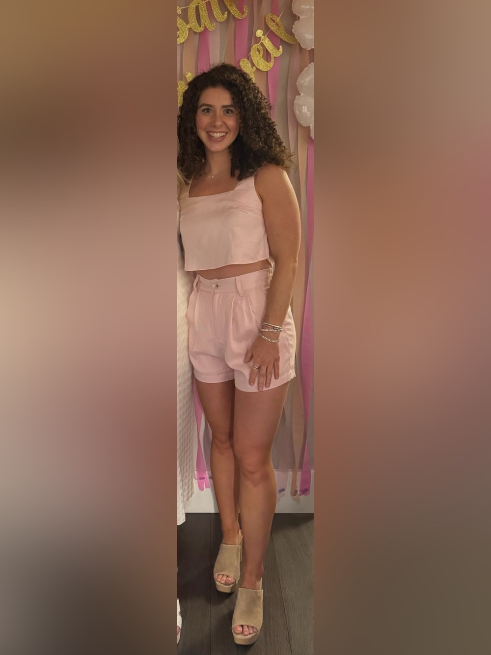 Petal & Pup Light Pink High-Waist Tailored Shorts